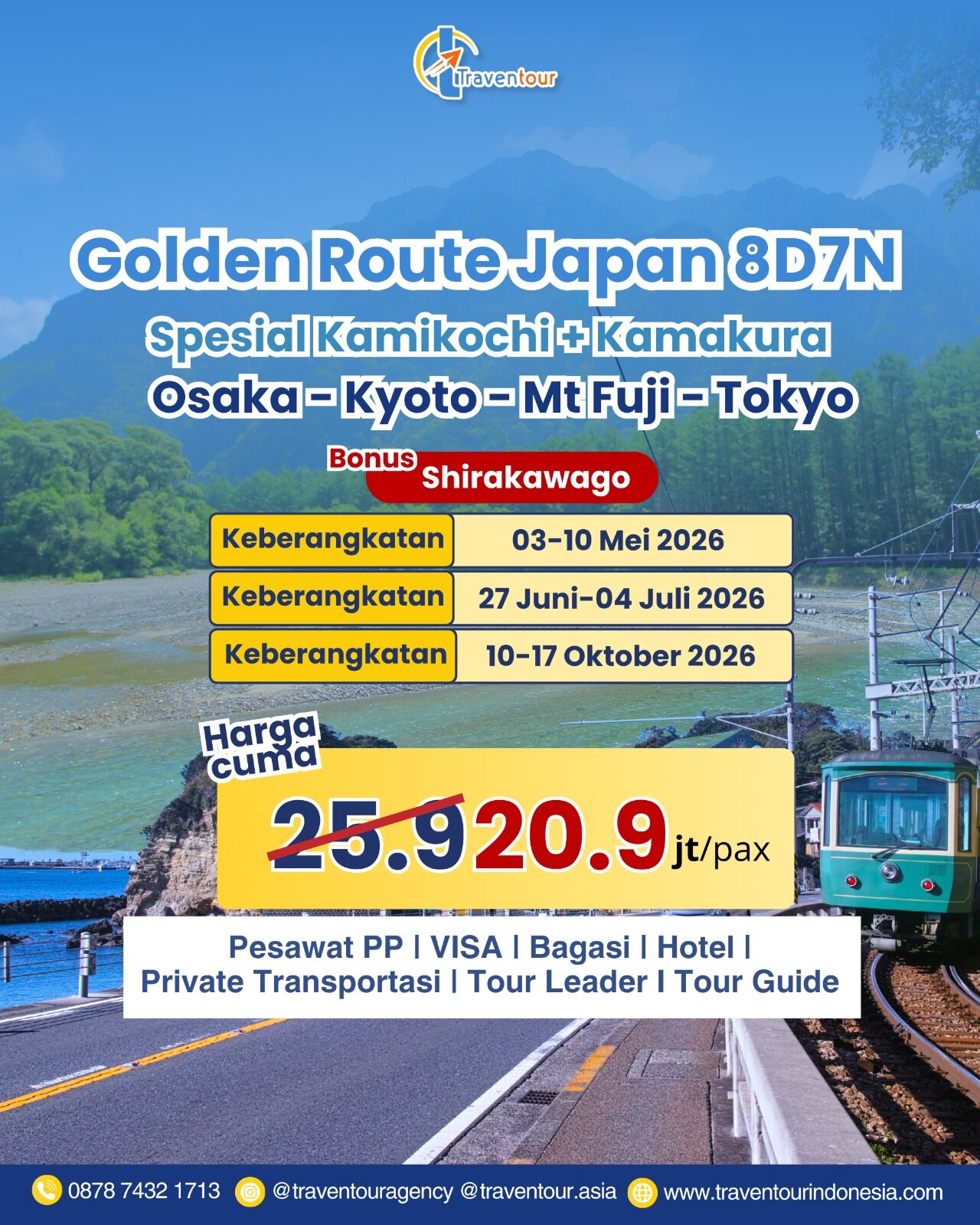 Golden Route Japan 8D7N Spesial Kamikochi + Kamakura